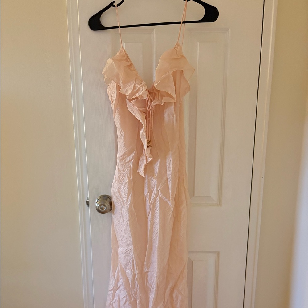 Zara Peach Ruffle Maxi Dress
